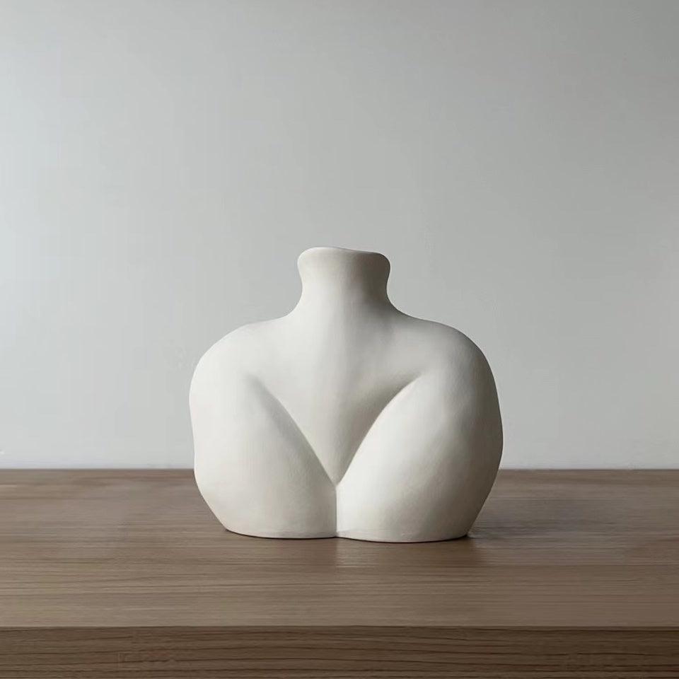 Luna Shape Rustic Ceramic Vase White - Miss One