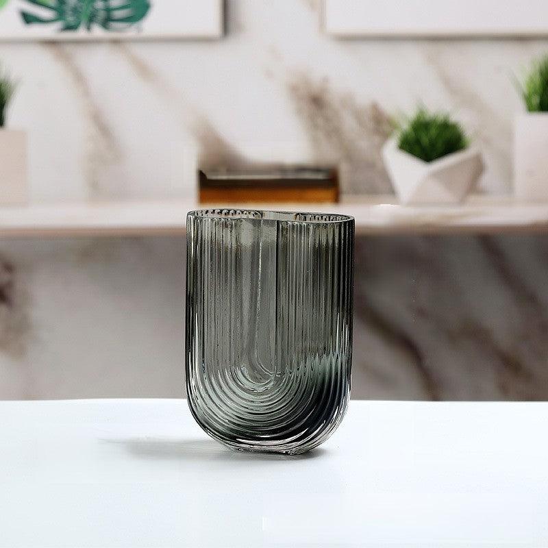 Waterfall Ushape Glass Vase Ash Small - Miss One