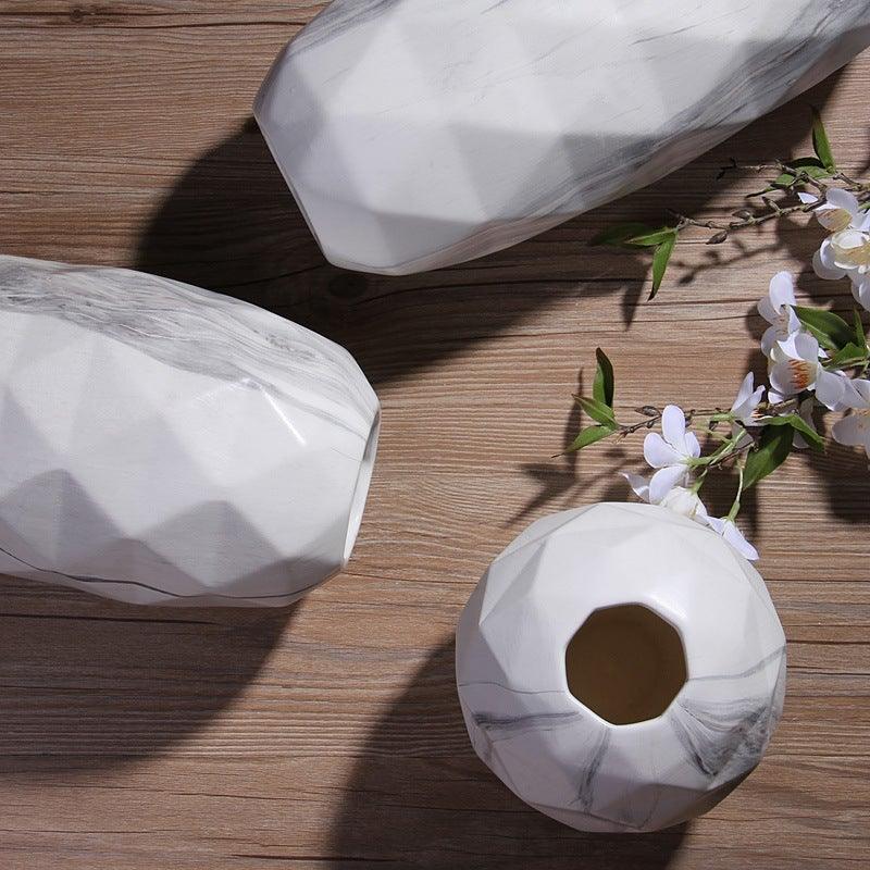 Marble Printed Ceramic Vase Round Medium - Miss One