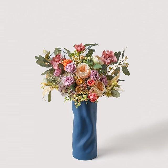 Ripple Ceramic Vase Slim Peacock Blue - Miss One