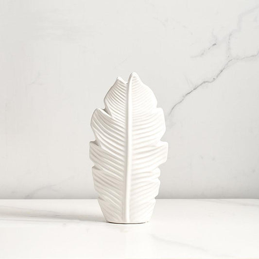 Palmleaf Ceramic Vase White Small - Miss One